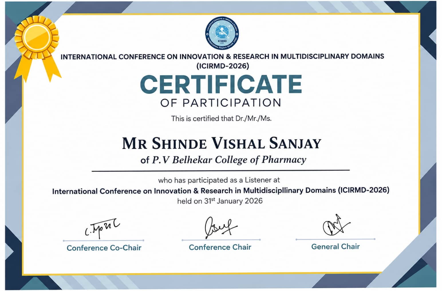 Faculty Certificate 1