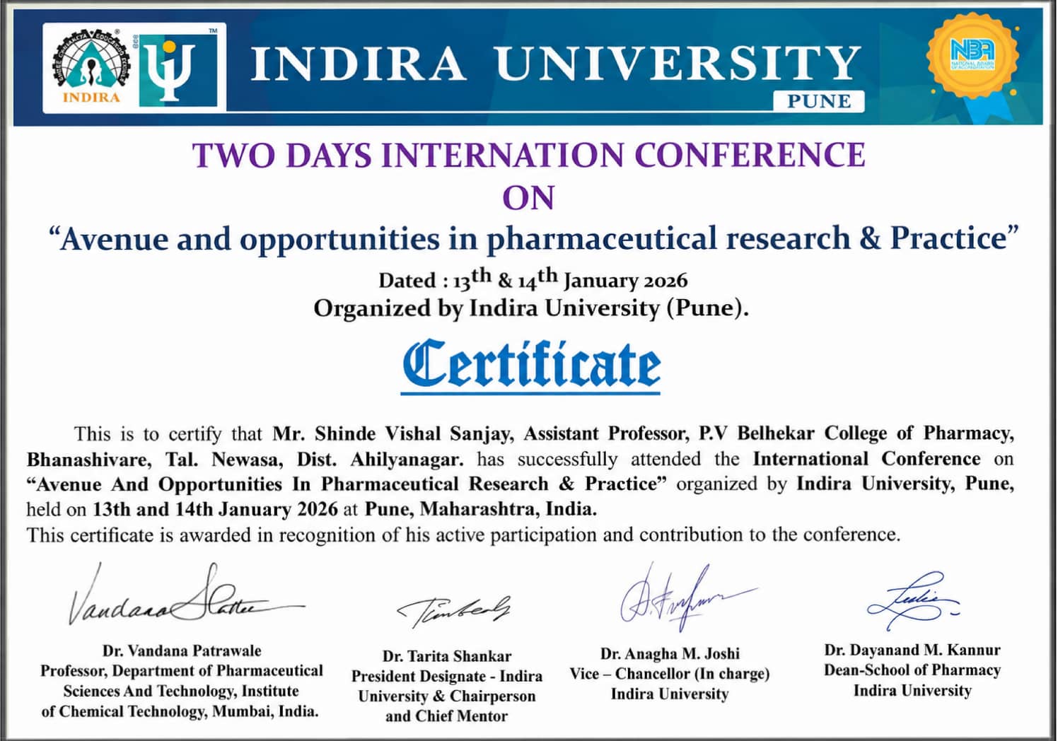 Faculty Certificate 2