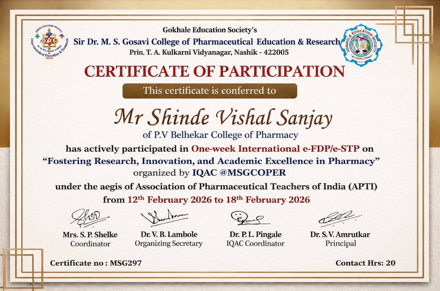 Faculty Certificate 3