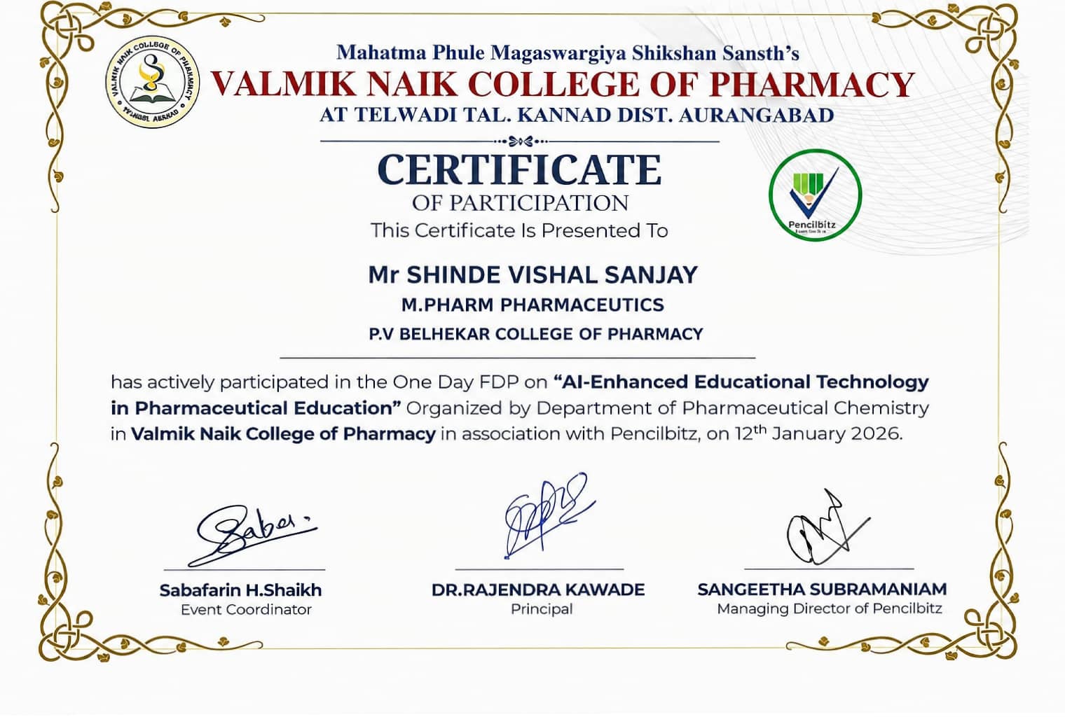 Faculty Certificate 3