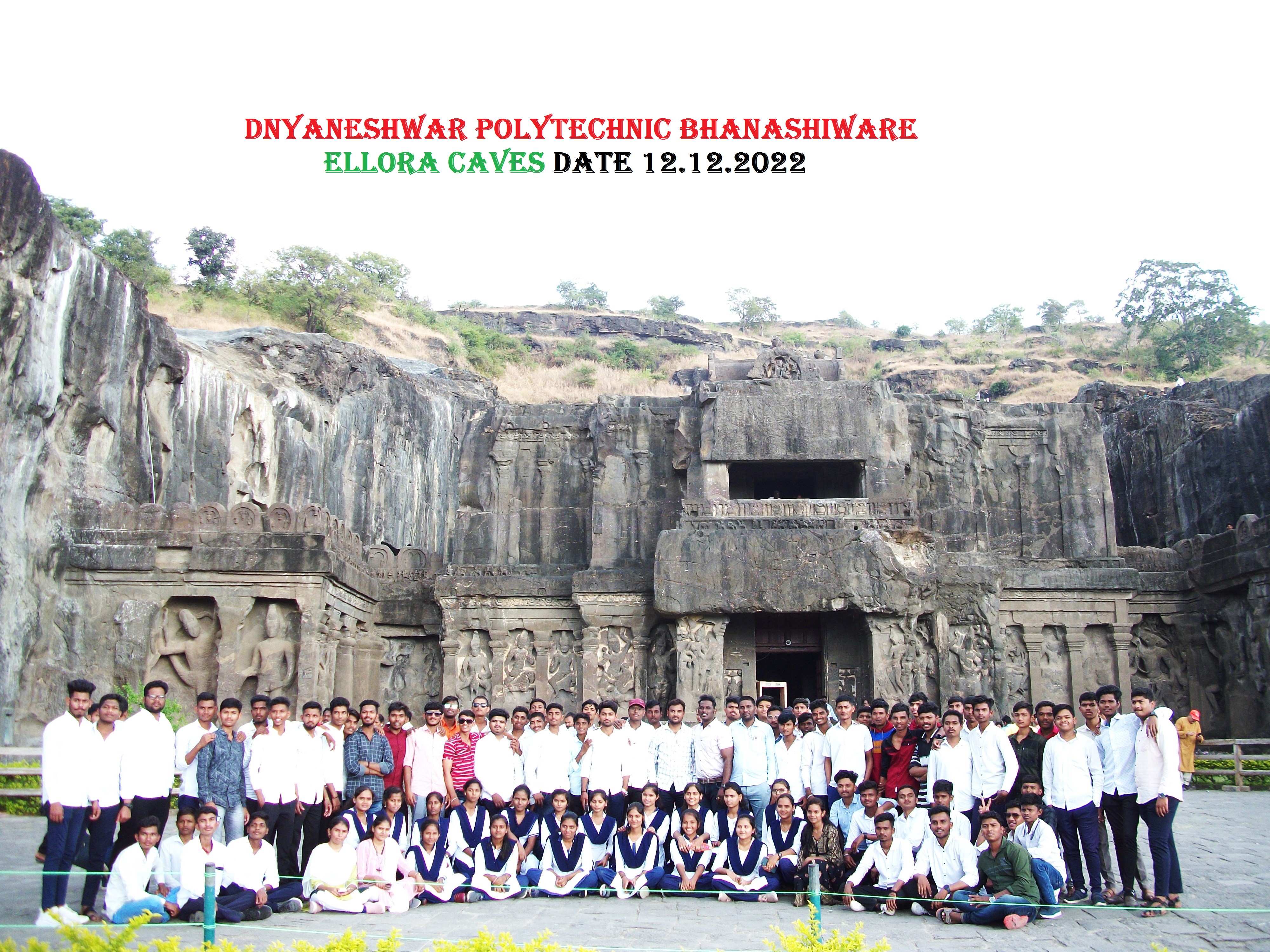 Students exploring historical caves